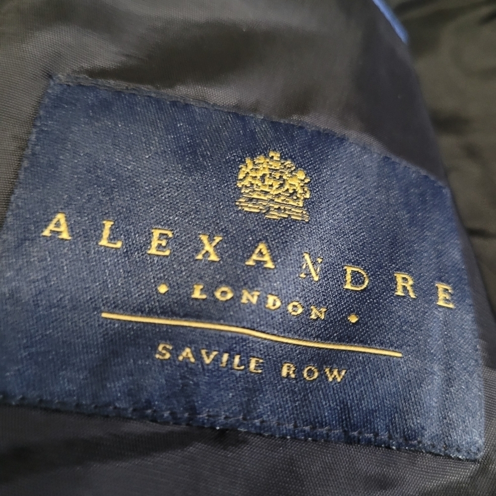 Alexandre London Savile Row 2 Button Blazer Jacket Wool Blue Striped sz 43 - Picture 2 of 7